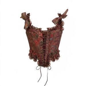 NWT Fanciful Doll House of Bourbon Pompadour Corset Sz Small Burgundy Romantic